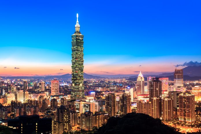 View of Taipei World Trade Center and Taipei 101 in Xinyi Business District, Taiwan