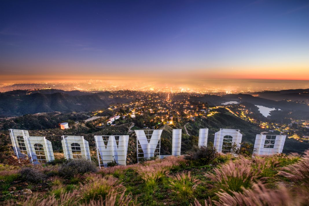 The iconic Hollywood sign overlooking Los Angeles.