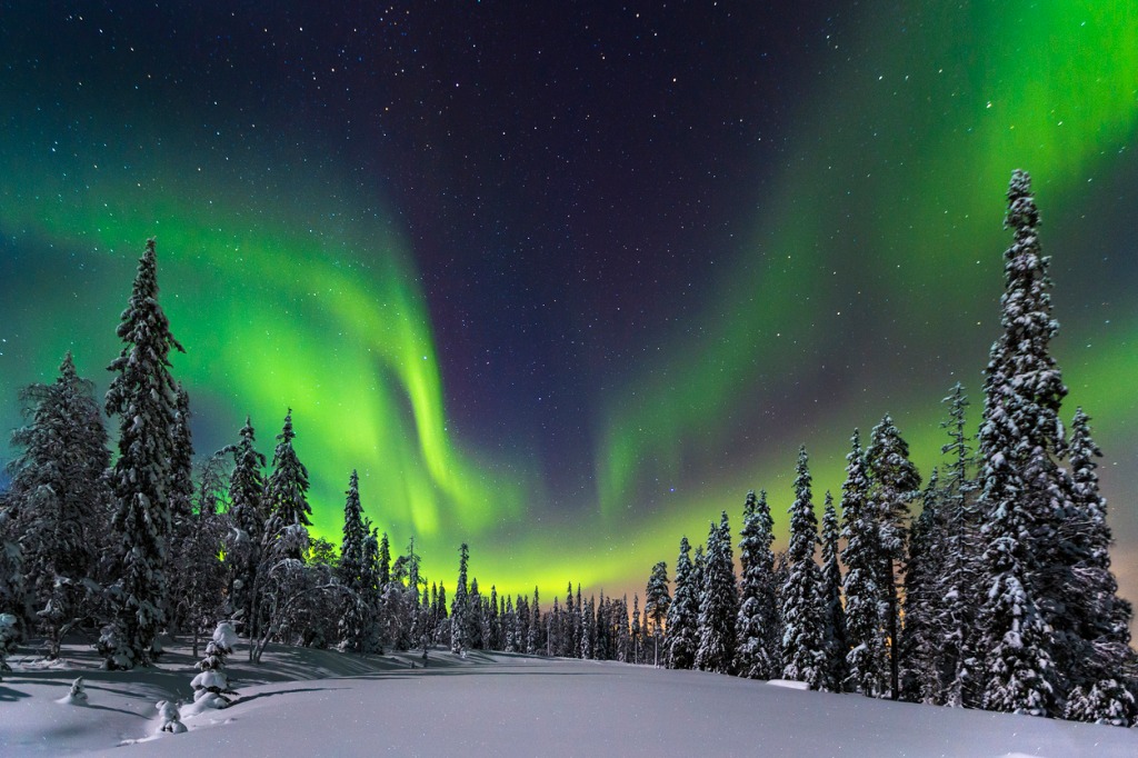 Finland Snow Northern Lights