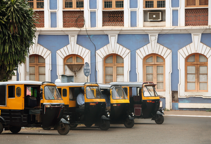 Auto Rickshaws and Old Panjim Architecture